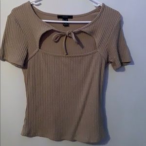 beige cutout shirt